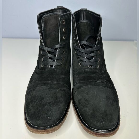 John Varvatos Fleetwood Rub Off Black Chelsea Pull On Ankle Leather Boots Sz 12 - Picture 3 of 6